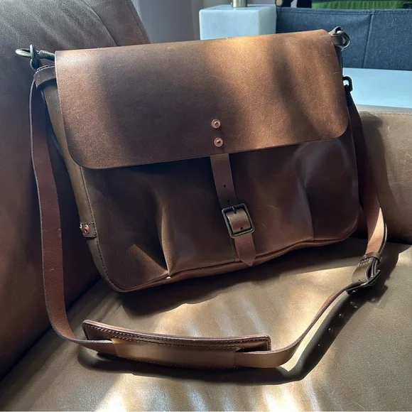 Satchel & Page Slim Italian Leather Mailbag laptop workbag luxury quality - Picture 3 of 17